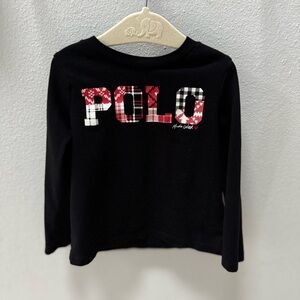 Polo by Ralph Lauren Black Red Festive Long Sleeve Kids Tee